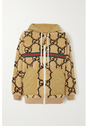 Gucci - Printed Wool-blend Fleece And Jersey Hoodie - Neutrals - XXS,XS,S,M,L