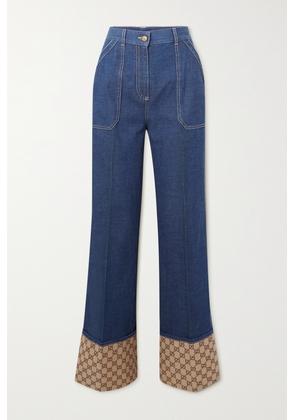 Gucci - Wide-leg Coated-canvas Trimmed Jeans - Blue - 23,24,25,26,27,28,29,30,31,32