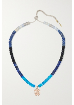 Carolina Bucci - Forte Beads 18-karat Rose Gold, Lurex And Multi-stone Necklace - Blue - One size