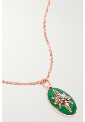 Selim Mouzannar - 18-karat Pink Gold, Enamel And Diamond Necklace - Green - One size