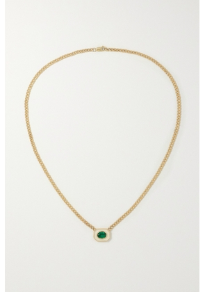 Alison Lou - Bezel Basket 14-karat Gold, Emerald And Enamel Necklace - Green - One size