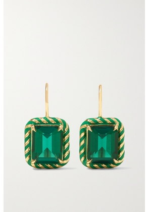 Alison Lou - Streamer Cocktail 14-karat Gold, Laboratory-grown Emerald And Enamel Earrings - Green - One size