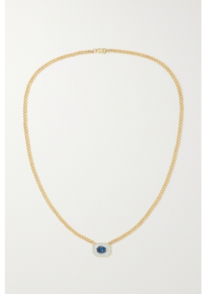 Alison Lou - Bezel Basket 14-karat Gold, Laboratory-grown Sapphire And Enamel Necklace - Blue - One size