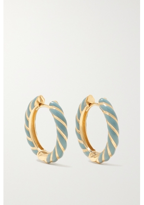 Alison Lou - Medium Streamer 14-karat Gold And Enamel Hoop Earrings - Blue - One size
