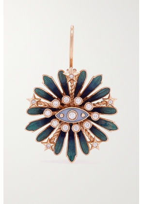Marie Lichtenberg - Blue Flower 18-karat Rose Gold, Enamel And Diamond Single Earring - One size