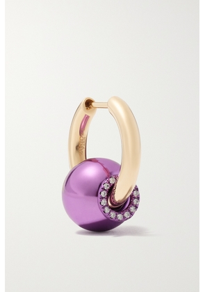 Rainbow K - 18-karat Gold Diamond Single Hoop Earring - Purple - One size