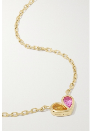 Gemella - Sweetheart 18-karat Gold, Citrine And Sapphire Necklace - Pink - One size