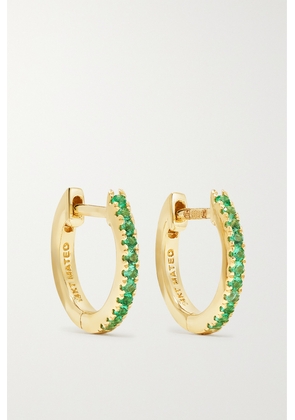 Mateo - 14-karat Gold Emerald Hoop Earrings - Green - One size