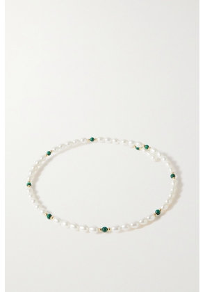 Anissa Kermiche - The Pearl Next Door 9-karat Gold, Pearl And Malachite Necklace - One size