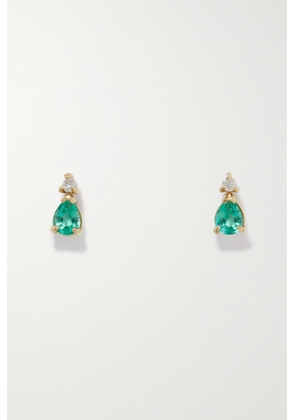 STONE AND STRAND - Green Goddess 10-karat Gold, Emerald And Diamond Earrings - One size