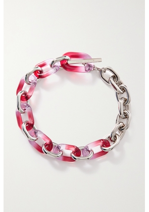 Rabanne - Xl Link Arty Silver-tone Resin Necklace - Red - One size