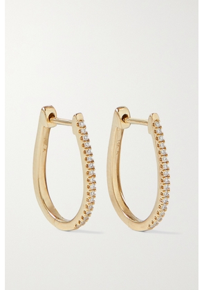 STONE AND STRAND - Medium Oval 14-karat Gold Diamond Hoop Earrings - One size