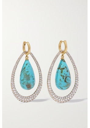 Irene Neuwirth - Swing Hoops 18-karat Yellow And White Gold, Turquoise And Diamond Earrings - One size