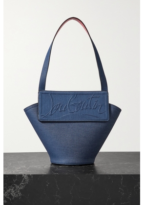 Christian Louboutin - Loubishore Small Leather-trimmed Embossed Denim Tote - Blue - One size