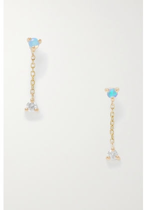 Wwake - Two-step Recycled Gold, Diamond And Opal Earrings - One size