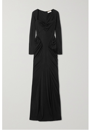 SAINT LAURENT - Paneled Draped Crepe Maxi Dress - Black - FR36,FR38,FR40,FR42