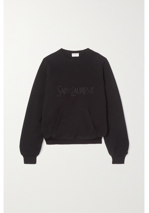SAINT LAURENT - Embroidered Cotton-jersey Sweatshirt - Black - XS,S,M,L,XL