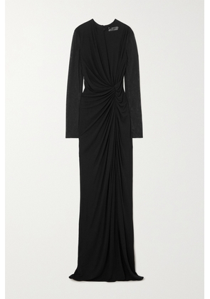 SAINT LAURENT - Ruched Wool Maxi Dress - Black - FR36,FR38,FR40,FR42