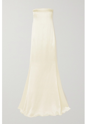 SAINT LAURENT - Strapless Silk-satin Gown - White - FR36,FR38,FR40,FR42
