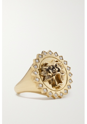 Storrow - Leo Lion 14-karat Gold Diamond Signet Ring - 6,7