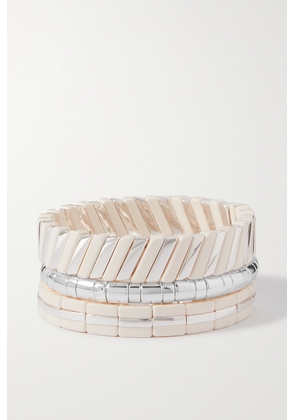 Roxanne Assoulin - The Softer Side Set Of Three Silver-tone And Enamel Bracelets - Neutrals - One size