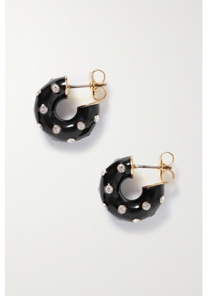 Roxanne Assoulin - Twinkle Twinkle Gold-tone, Enamel And Cubic Zirconia Hoop Earrings - Black - One size