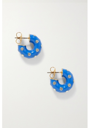 Roxanne Assoulin - Twinkle Twinkle Gold-tone, Enamel And Cubic Zirconia Hoop Earrings - Blue - One size