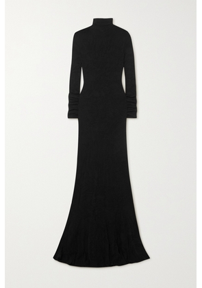 Balenciaga - Distressed Cotton-blend Turtleneck Midi Dress - Black - XS,S,M,L