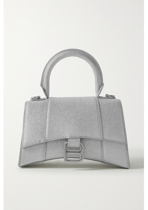 Balenciaga - Hourglass Xs Glittered Leather Tote - Silver - One size
