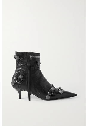 Balenciaga - Le Cagole Studded Crinkled-leather Ankle Boot - Black - IT35,IT36,IT37,IT38,IT39,IT40,IT41