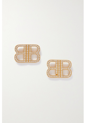 Balenciaga - Bb 2.0 Xs Gold-tone Crystal Earrings - One size
