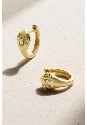 Anita Ko - Snake 18-karat Gold, Emerald And Diamond Hoop Earrings - One size