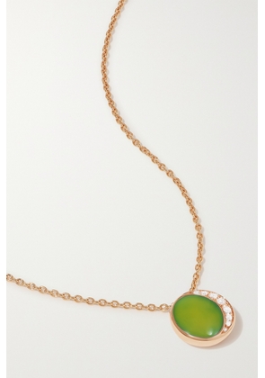 David Morris - Fortuna Large 18-karat Rose Gold, Chrysoprase And Diamond Necklace - Green - One size