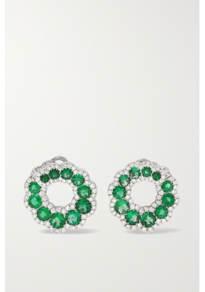 David Morris - 18-karat White Gold, Emerald And Diamond Earrings - Green - One size