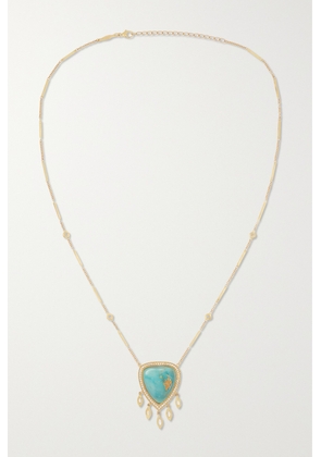 Jacquie Aiche - Shaker 14-karat Gold, Turquoise And Diamond Necklace - Blue - One size