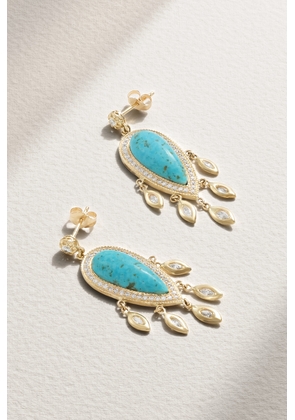 Jacquie Aiche - 14-karat Gold, Turquoise And Diamond Earrings - Blue - One size
