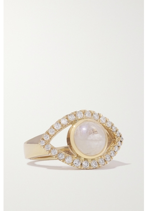 Jacquie Aiche - Open Eye Small 14-karat Gold, Moonstone And Diamond Ring - 6,7