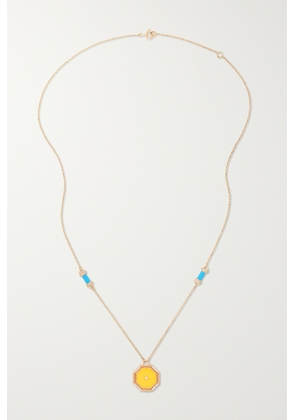 L’Atelier Nawbar - Hexagon Amulet 18-karat Rose Gold, Turquoise And Diamond Necklace - Yellow - One size