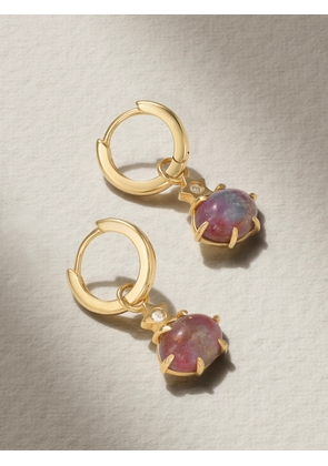 Andrea Fohrman - Mini Cosmo 14-karat Gold, Kyanite And Diamond Hoop Earrings - Red - One size