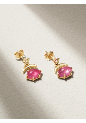 Andrea Fohrman - Mini Cosmo 14-karat Gold, Chrysocolla And Diamond Earrings - Pink - One size
