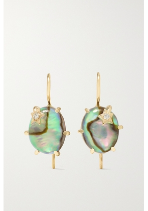 Andrea Fohrman - Mini Galaxy 14-karat Gold, Abalone And Diamond Earrings - Green - One size
