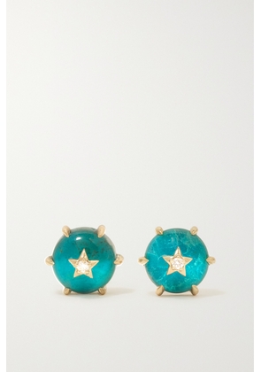 Andrea Fohrman - Mini Cosmo 14-karat Gold, Chrysocolla And Diamond Earrings - One size