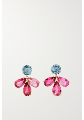Irene Neuwirth - Gemmy Gem 18-karat Gold, Tourmaline And Aquamarine Earrings - Pink - One size