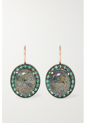 Andrea Fohrman - Kat 14-karat Rose Gold, Rhodium, Opal And Emerald Earrings - One size