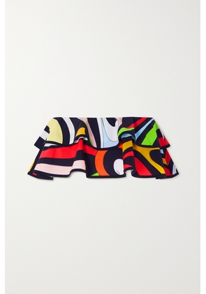 PUCCI - Marmo Printed Ruffled Bandeau Bikini Top - Black - x small,small,medium,large