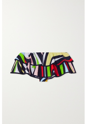 PUCCI - Marmo Printed Ruffled Bikini Briefs - Black - x small,small,medium,large