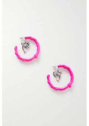 PUCCI - Pesci Silver-tone, Resin And Faux Pearl Hoop Earrings - Pink - One size