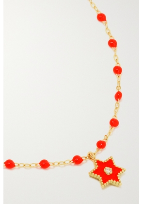 Gigi Clozeau - Classic Gigi Star 18-karat Gold, Resin And Diamond Necklace - Orange - One size