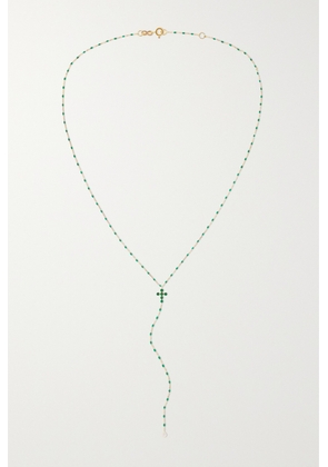 Gigi Clozeau - Mini Gigi Rosary 18-karat Gold, Resin And Diamond Necklace - Green - One size