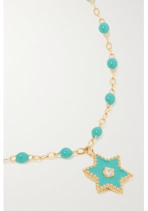 Gigi Clozeau - Classic Gigi Star 18-karat Gold, Resin And Diamond Necklace - Blue - One size
